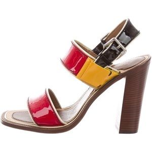 [PRADA] Vintage Vernice Colorblock Sandal Heels
